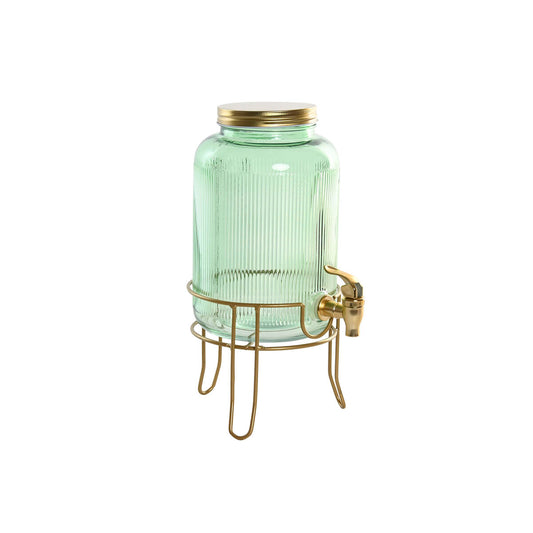 Distributeur d'eau Home ESPRIT Vert Doré Métal Verre 4 L 16 x 16 x 24,6 cm