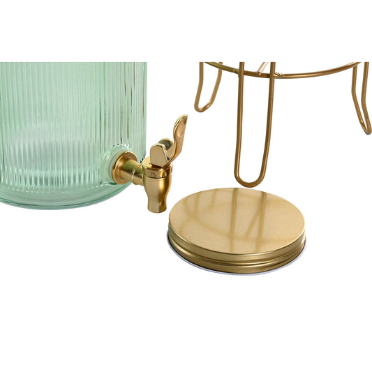 Distributeur d'eau Home ESPRIT Vert Doré Métal Verre 4 L 16 x 16 x 24,6 cm
