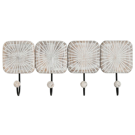 Portemanteau Home ESPRIT Blanc Noir Fer Bois de manguier Urbaine 41 x 7 x 17 cm