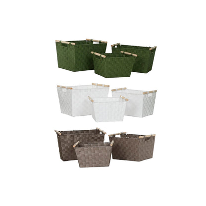 Set de basket Home ESPRIT Vert Gris Crème Bois polypropylène (3 Pièces) (3 Unités)