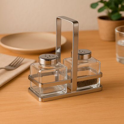 Salière et Poivrière Versa Argenté Métal Verre