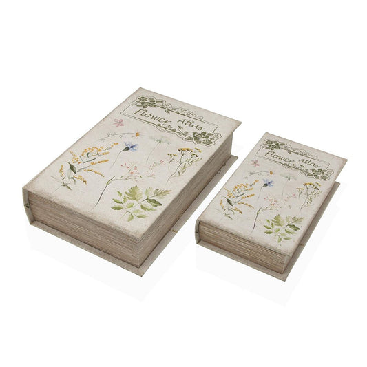 Boîte Décorative Versa Toile Bois MDF Fleurs