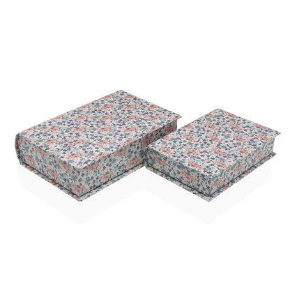 Boîte Décorative Versa Toile Bois MDF Fleurs Livre