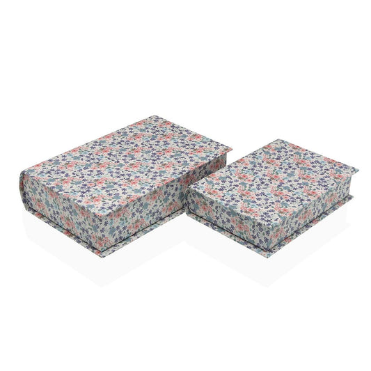 Boîte Décorative Versa Toile Bois MDF Fleurs Livre