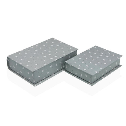 Boîte Décorative Versa Toile Bois MDF Fleurs Livre