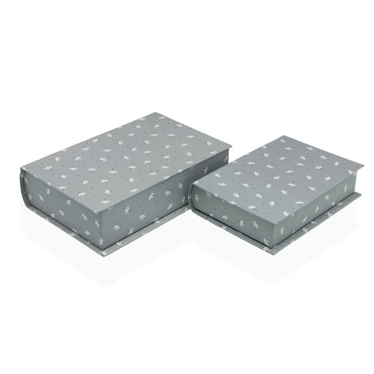 Boîte Décorative Versa Toile Bois MDF Fleurs Livre