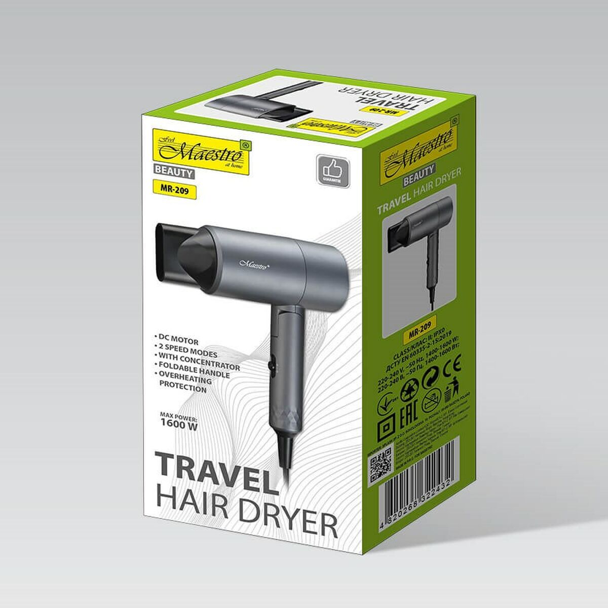 Sèche-cheveux Feel Maestro MR-209 Noir Graphite 1600 W