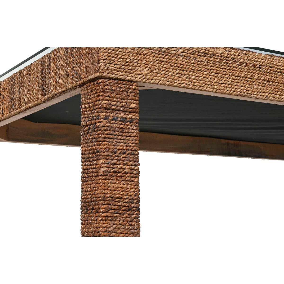 Table de Salle à Manger Home ESPRIT Naturel Verre trempé Fibre bois de teck 180 x 90 x 77 cm