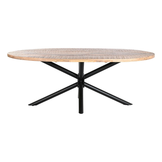 Table de Salle à Manger DKD Home Decor Naturel Noir Métal Bois de manguier 200 x 100 x 76 cm