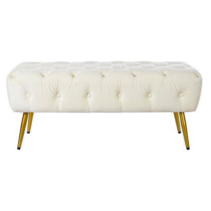 Banquette Home ESPRIT Crème Doré Polyester Métal 103 x 46 x 42 cm