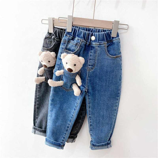 Pantalon ours en denim pour enfants de 2 à 7 ans