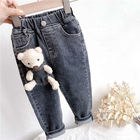 Pantalon ours en denim pour enfants de 2 à 7 ans